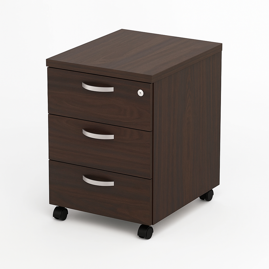 movable wooden 3 drawers unit – brown - RAMA OFFICE FURNITURE