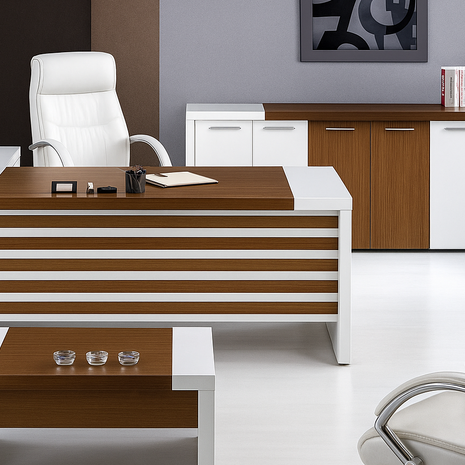 Modern Manager's Desk with Side Unit and Metal Frame (Copy) - RAMA OFFICE FURNITURE